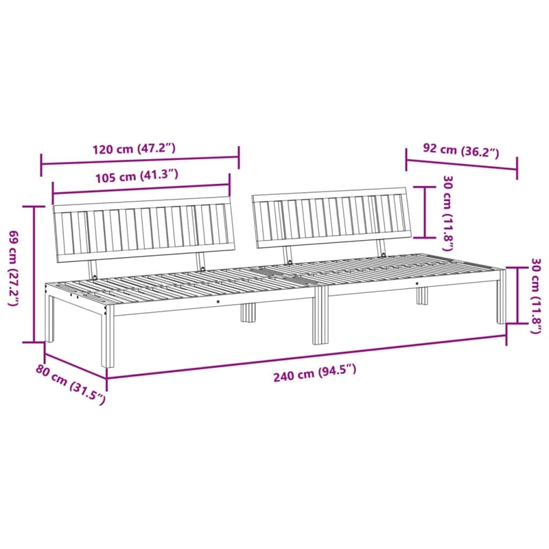 Bowery Hill Solid Acacia Wood Medium Modular Pallet Sofa in Natural Wood