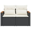 Bowery Hill Contemporary Synthetic Poly Rattan Garden Sofa in Black And Cream