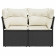 Bowery Hill 2-Seater PE Rattan Garden Sofa With Removable Covers in Black