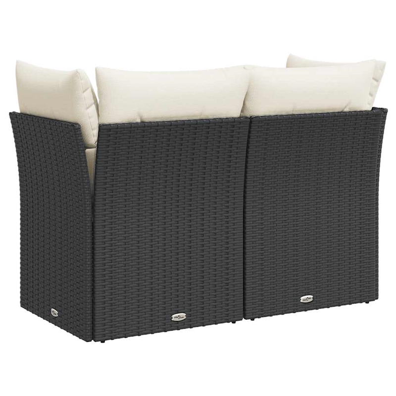 Bowery Hill 2-Seater PE Rattan Garden Sofa With Removable Covers in Black