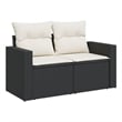 Bowery Hill Contemporary Synthetic Poly Rattan Garden Sofa in Black And Cream