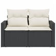 Bowery Hill Contemporary Synthetic Poly Rattan Garden Sofa in Black And Cream