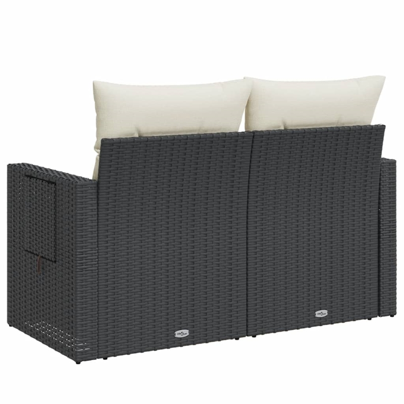 Bowery Hill Contemporary Synthetic Poly Rattan Garden Sofa in Black And Cream