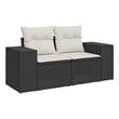 Bowery Hill 2-Seater Poly Rattan Modular Garden Sofa in Black And Cream