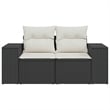 Bowery Hill 2-Seater Poly Rattan Modular Garden Sofa in Black And Cream