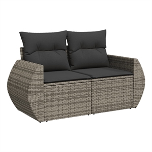 Bowery Hill Medium Modular PE Rattan And Powder-Coated Steel Garden Sofa in Gray