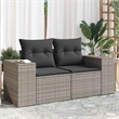 Bowery Hill 2-Seater Rattan & Powder-Coated Steel & Polyester Garden Sofa - Gray