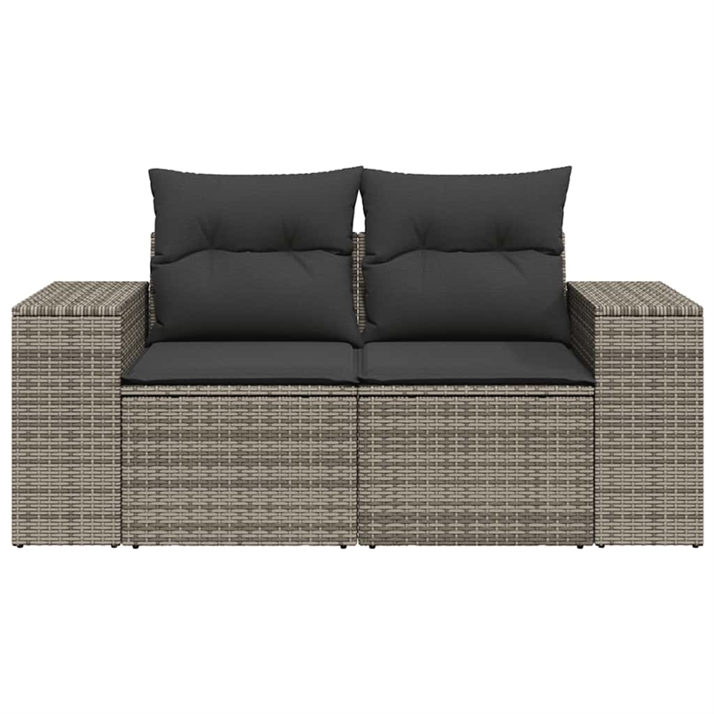 Bowery Hill 2-Seater Rattan & Powder-Coated Steel & Polyester Garden Sofa - Gray