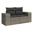 Bowery Hill 2-Seater Rattan & Powder-Coated Steel & Polyester Garden Sofa - Gray