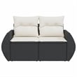 Bowery Hill Contemporary 2-Seater PE Rattan Modular Garden Sofa in Black