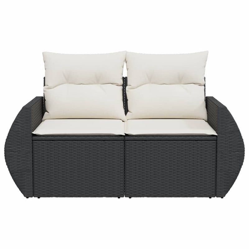 Bowery Hill Contemporary 2-Seater PE Rattan Modular Garden Sofa in Black