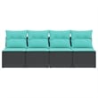 Bowery Hill Contemporary Synthetic Poly Rattan Garden Sofa in Black And Blue