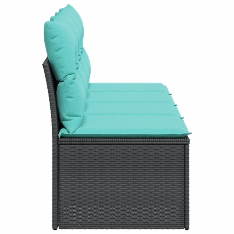 Bowery Hill Contemporary Synthetic Poly Rattan Garden Sofa in Black And Blue
