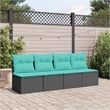 Bowery Hill Contemporary Synthetic Poly Rattan Garden Sofa in Black And Blue