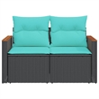 Bowery Hill Contemporary Synthetic Poly Rattan Garden Sofa in Black