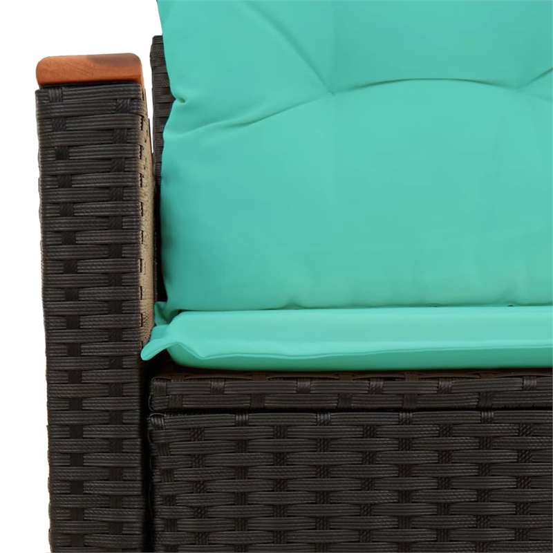 Bowery Hill Contemporary Synthetic Poly Rattan Garden Sofa in Black
