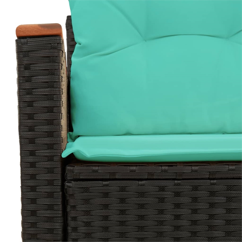 Bowery Hill Contemporary Synthetic Poly Rattan Garden Sofa in Black