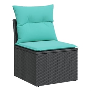 Bowery Hill Contemporary Synthetic Poly Rattan Garden Chair in Black And Blue