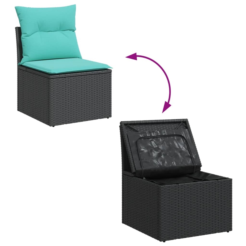 Bowery Hill Contemporary Synthetic Poly Rattan Garden Chair in Black And Blue