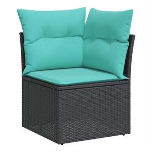 Bowery Hill Rattan & Powder-Coated Steel & Polyester Compact Garden Sofa - Black