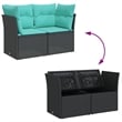 Bowery Hill Contemporary Synthetic Poly Rattan Garden Sofa in Black And Blue