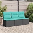Bowery Hill Contemporary Weather-Resistant Poly Rattan Garden Sofa in Black