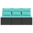 Bowery Hill Contemporary Weather-Resistant Poly Rattan Garden Sofa in Black