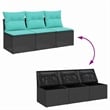 Bowery Hill Contemporary Weather-Resistant Poly Rattan Garden Sofa in Black