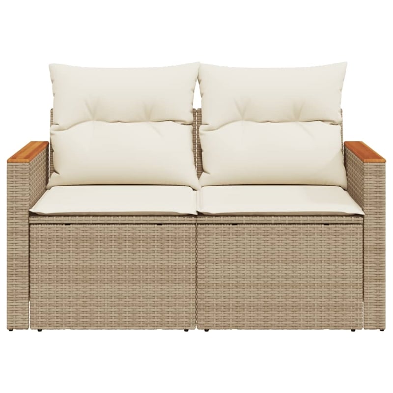 Bowery Hill Contemporary Synthetic Poly Rattan Garden Sofa in Beige