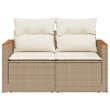 Bowery Hill Contemporary Synthetic Poly Rattan Garden Sofa in Beige