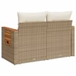 Bowery Hill Contemporary Synthetic Poly Rattan Garden Sofa in Beige