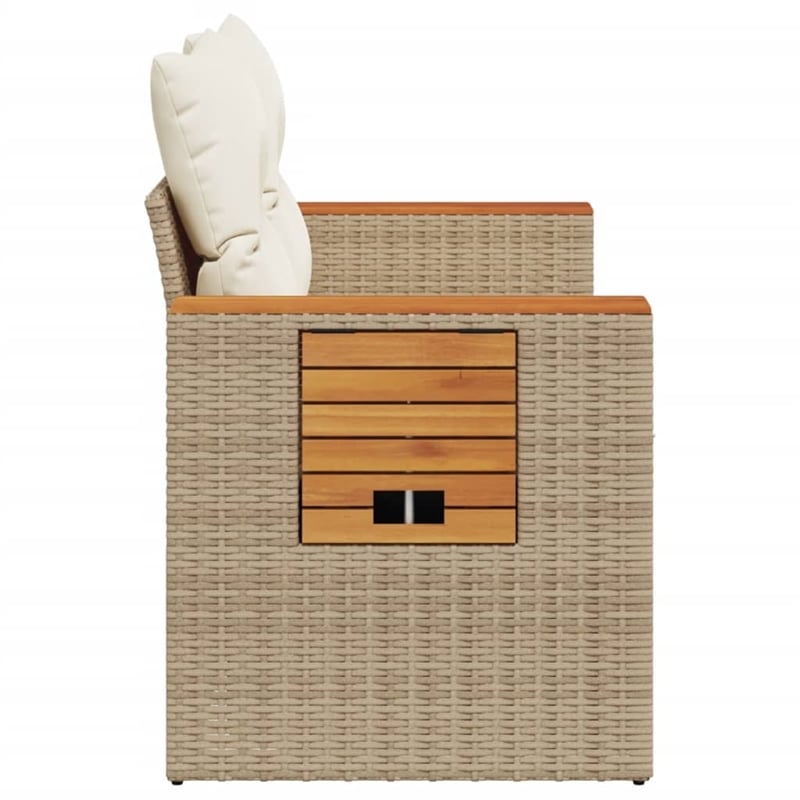 Bowery Hill Contemporary Synthetic Poly Rattan Garden Sofa in Beige