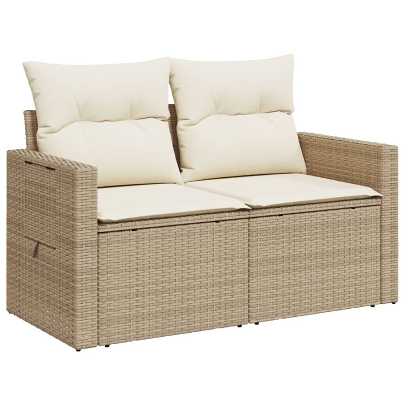 Bowery Hill PE Rattan & Powder-Coated Steel Medium Foldable Garden Sofa in Beige