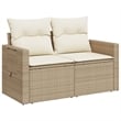 Bowery Hill PE Rattan & Powder-Coated Steel Medium Foldable Garden Sofa in Beige