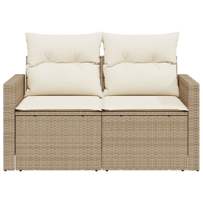 Bowery Hill PE Rattan & Powder-Coated Steel Medium Foldable Garden Sofa in Beige