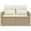 Bowery Hill PE Rattan & Powder-Coated Steel Medium Foldable Garden Sofa in Beige