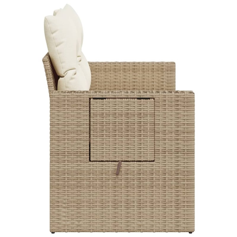 Bowery Hill PE Rattan & Powder-Coated Steel Medium Foldable Garden Sofa in Beige