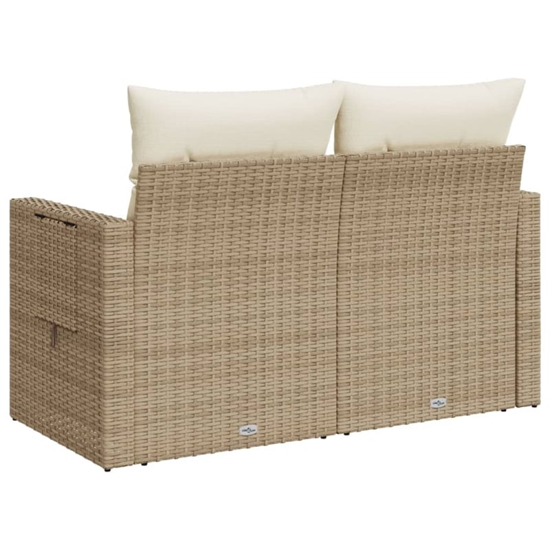 Bowery Hill PE Rattan & Powder-Coated Steel Medium Foldable Garden Sofa in Beige