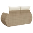 Bowery Hill Poly Rattan & Powder-Coated Steel & Polyester Garden Sofa in Beige