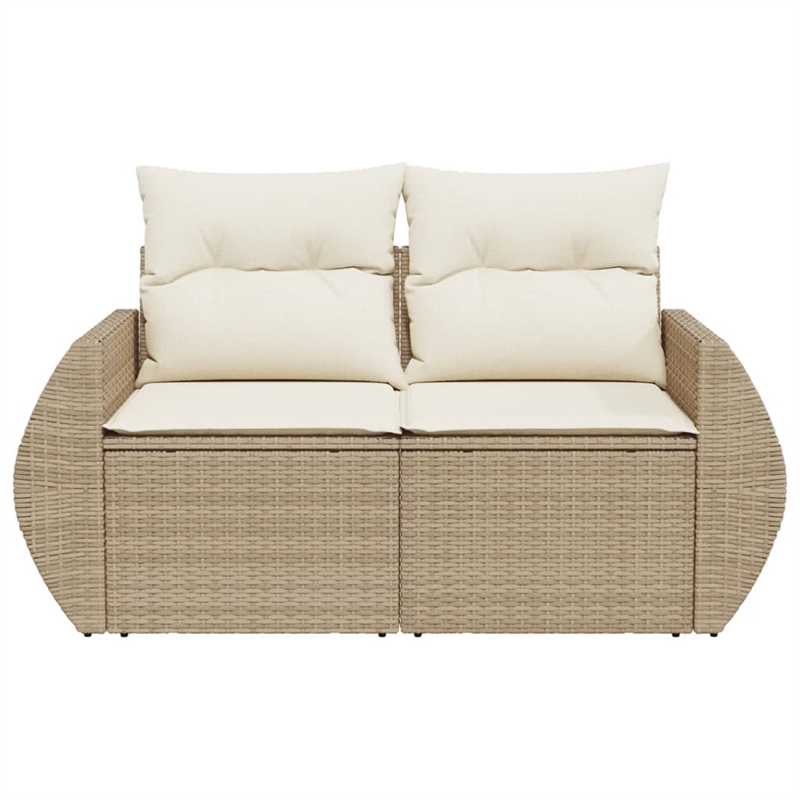 Bowery Hill Poly Rattan & Powder-Coated Steel & Polyester Garden Sofa in Beige