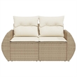 Bowery Hill Poly Rattan & Powder-Coated Steel & Polyester Garden Sofa in Beige