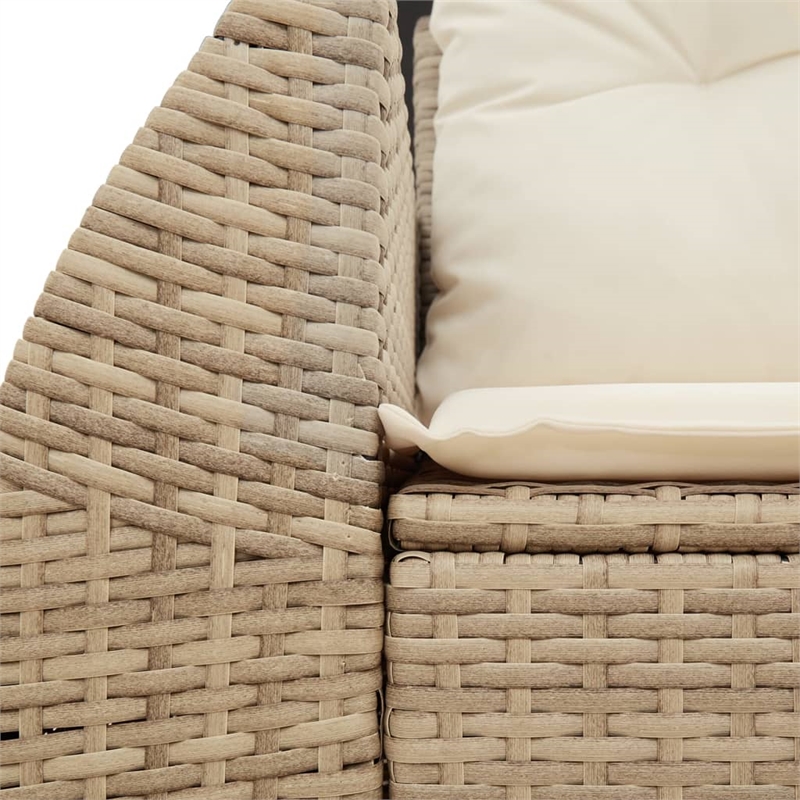 Bowery Hill Poly Rattan & Powder-Coated Steel & Polyester Garden Sofa in Beige