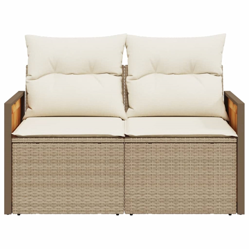Bowery Hill 2-Seater Poly Rattan Garden Sofa UV-Resistant in Beige