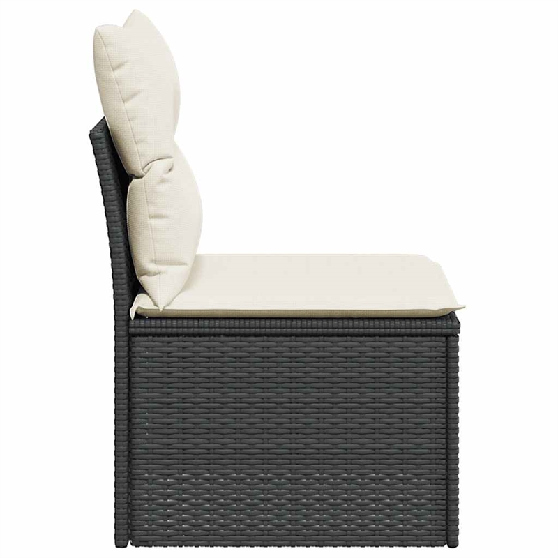 Bowery Hill Small PE Rattan Garden Sofa UV-Resistant in Black