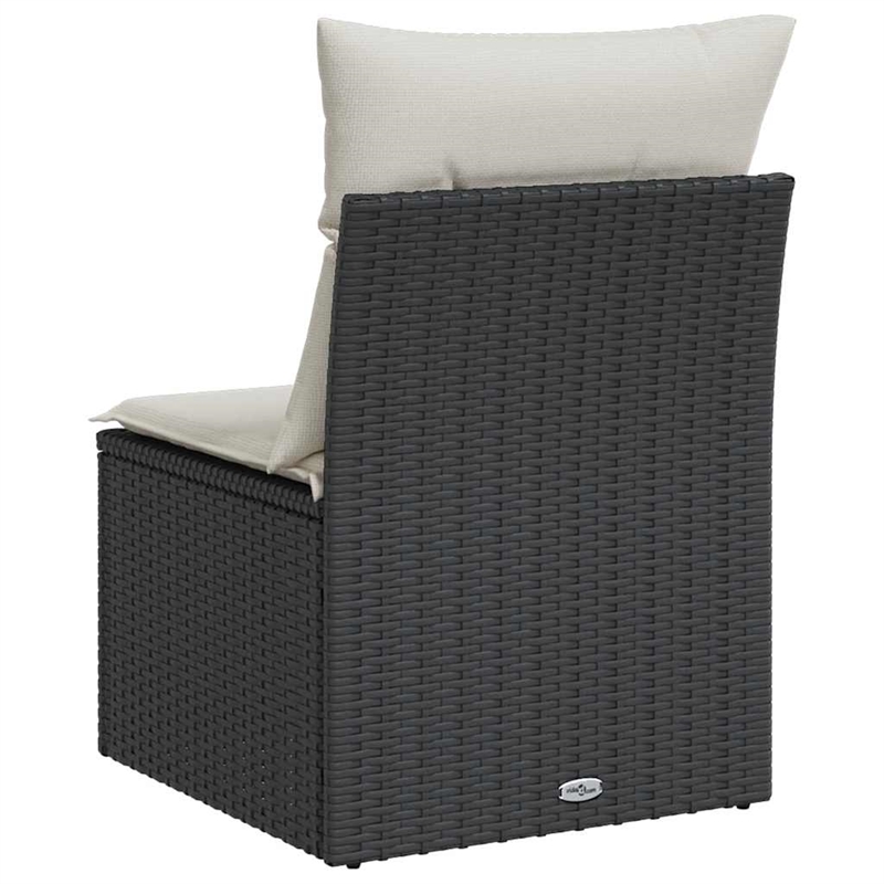 Bowery Hill Small PE Rattan Garden Sofa UV-Resistant in Black