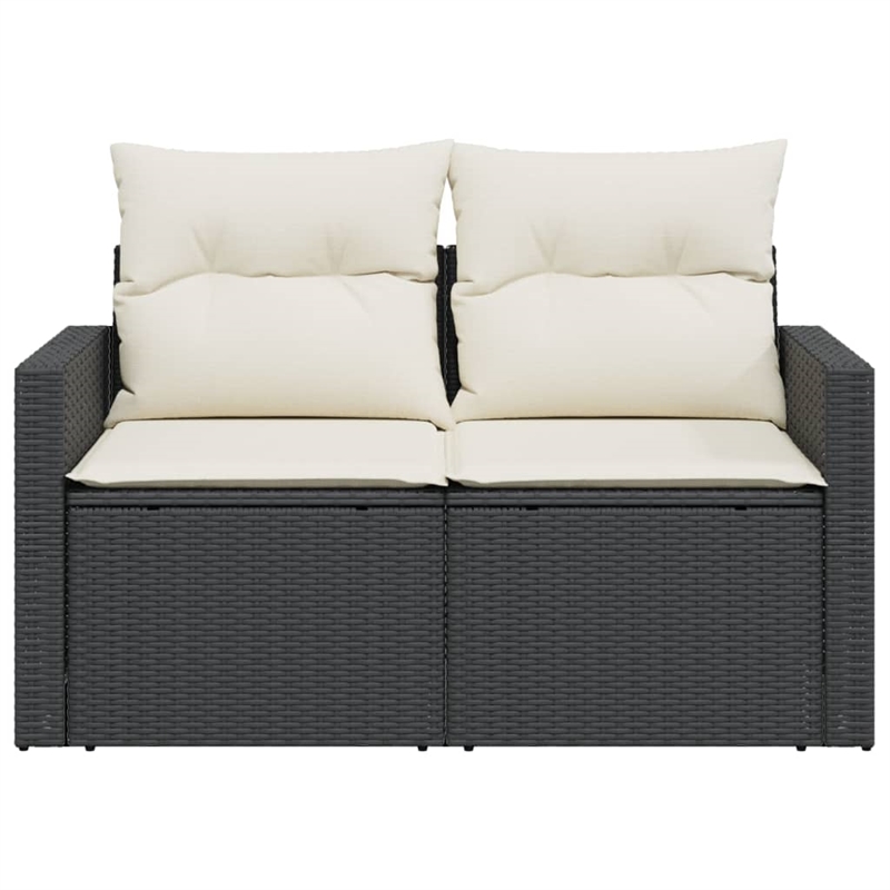 Bowery Hill 2-Seater PE Rattan Modular Garden Sofa in Black And Cream