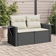 Bowery Hill Contemporary Synthetic Poly Rattan Garden Sofa in Black And Cream