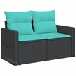 Bowery Hill 2-Seater PE Rattan And Powder-Coated Steel Garden Sofa in Black