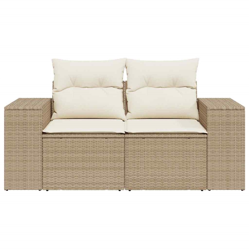 Bowery Hill Contemporary Large Modular Poly Rattan Garden Sofa in Beige