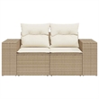 Bowery Hill Contemporary Large Modular Poly Rattan Garden Sofa in Beige
